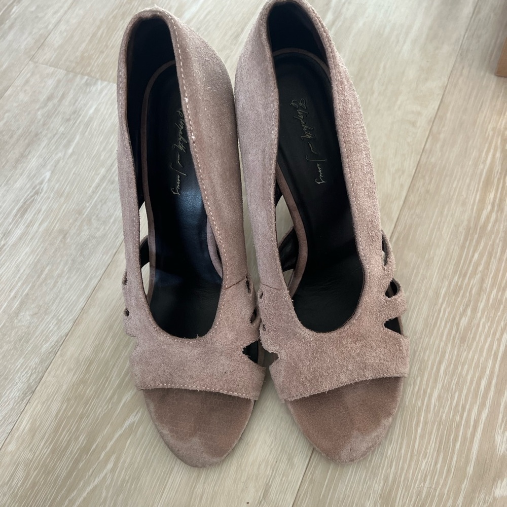 Elizabeth and James Soft Brown Suede Heels